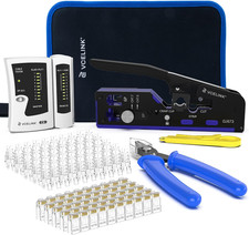 RJ45 Crimp Tool Advanced Kit, All-In-One CAT7/6/5 Crimper, Blue