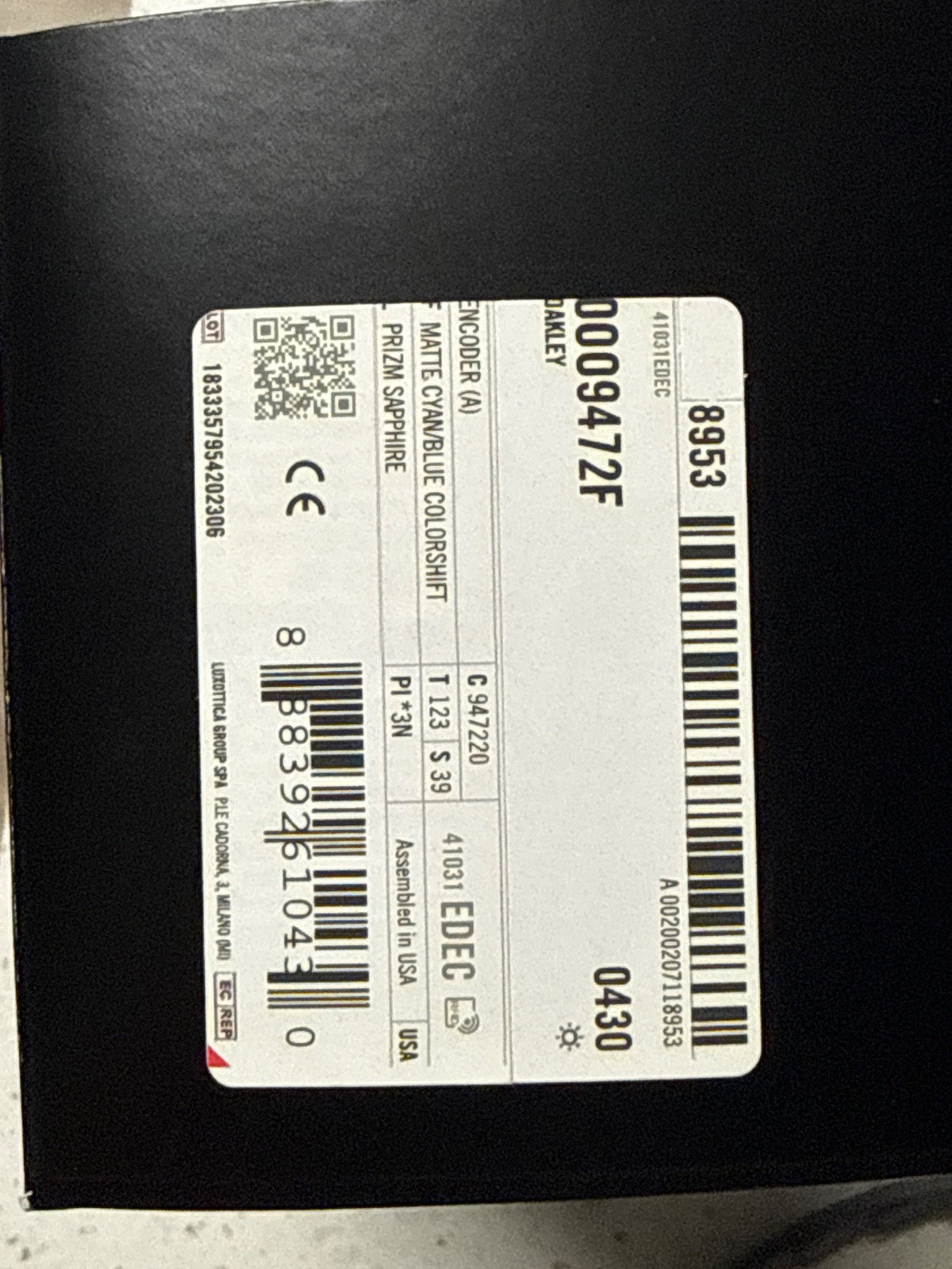 Oakley Encoder Solstice Collection- Matte Cyan wi… - image 1