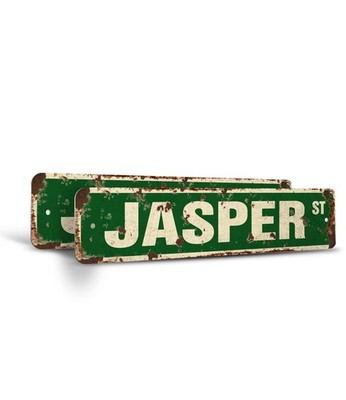 JASPER Vintage Style Rustic Street Sign Childrens Name Room Metal Road Sign