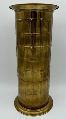 Vintage Lattice Embossed Brass Umbrella Cane Stand Made In England - Image 1 of 4