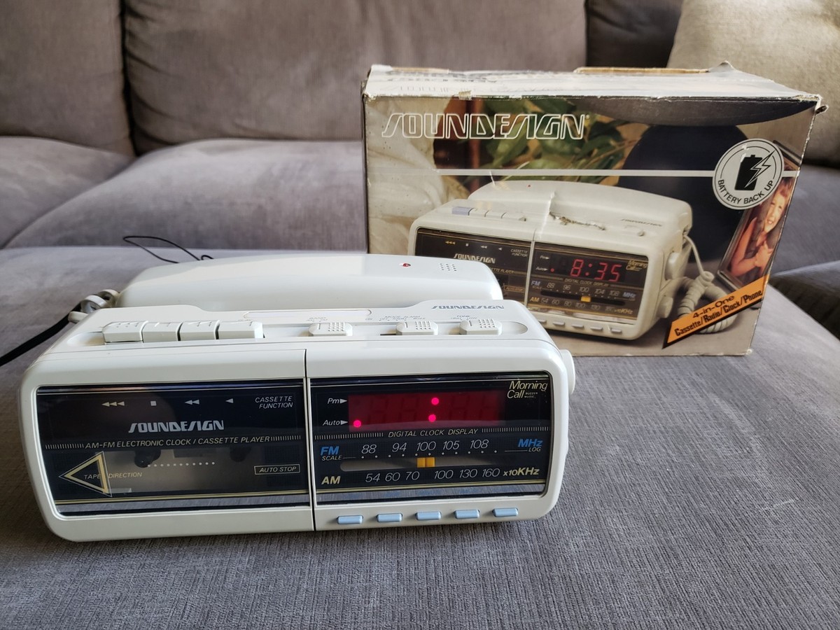 Vintage Soundesign Alarm Clock Radio Phone Cassette Player 7580SGY