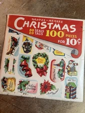 Vintage Christmas Gift tags and Seals New Old Stock 1944 Happee Merree
