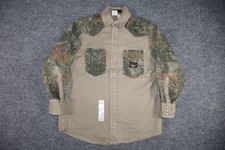 Rasco FR Mens Large Khaki Camo Flame Resistant Western Snap Work Shirt