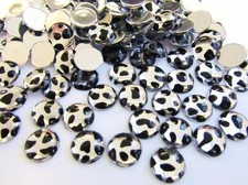 100 Wild Animal Print Rhinestone Jewel 10mm/Craft/Flatback E67-Silver Leopard