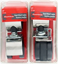 Faultless 2" Chrome Hood Dual Wheel Plate Furniture Casters 24440 Four Wheels 