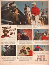 Curtiss Wright Cyclone Engine Horsepower Buy War Bond WWII Vintage Print Ad 1945