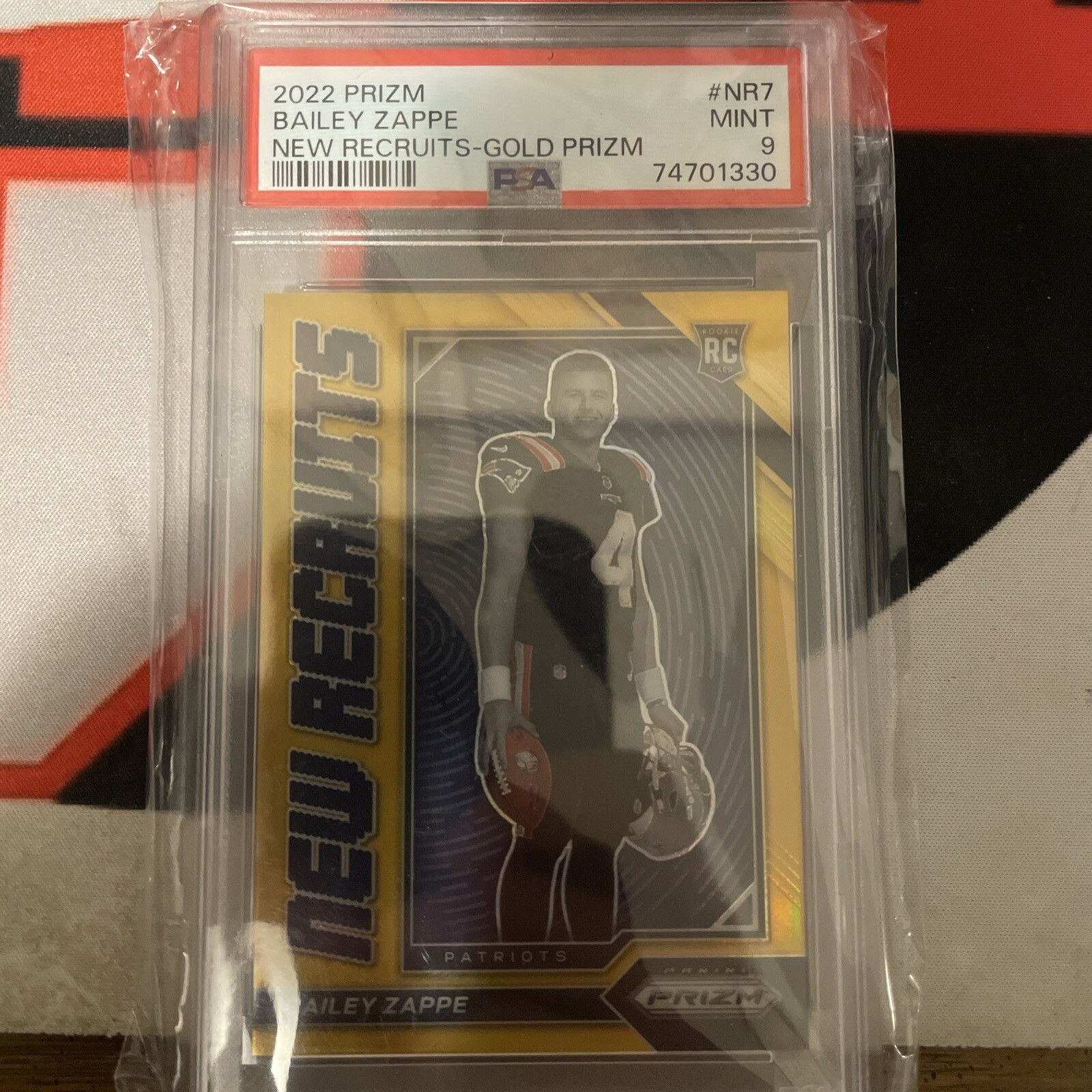 Bailey Zappe Panini Prizm New Recruits #NR7 Gold Prizm