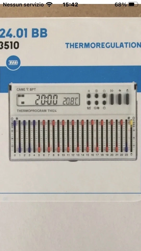 BPT /came TH124 TERMOPROGRAMMATORE CRONOTERMOSTATO BIANCO.