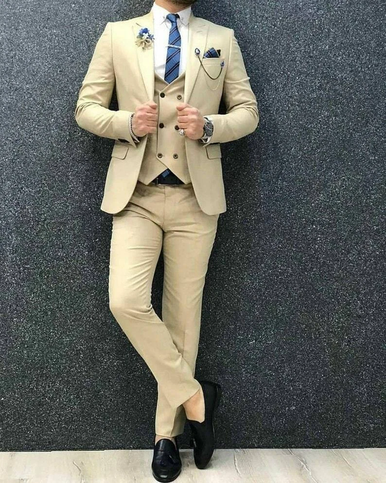 Men Wedding Pant Formal Trouser Beige Elegant Formal Party Pant Office Pant  Grooms Trouser Gift For Him