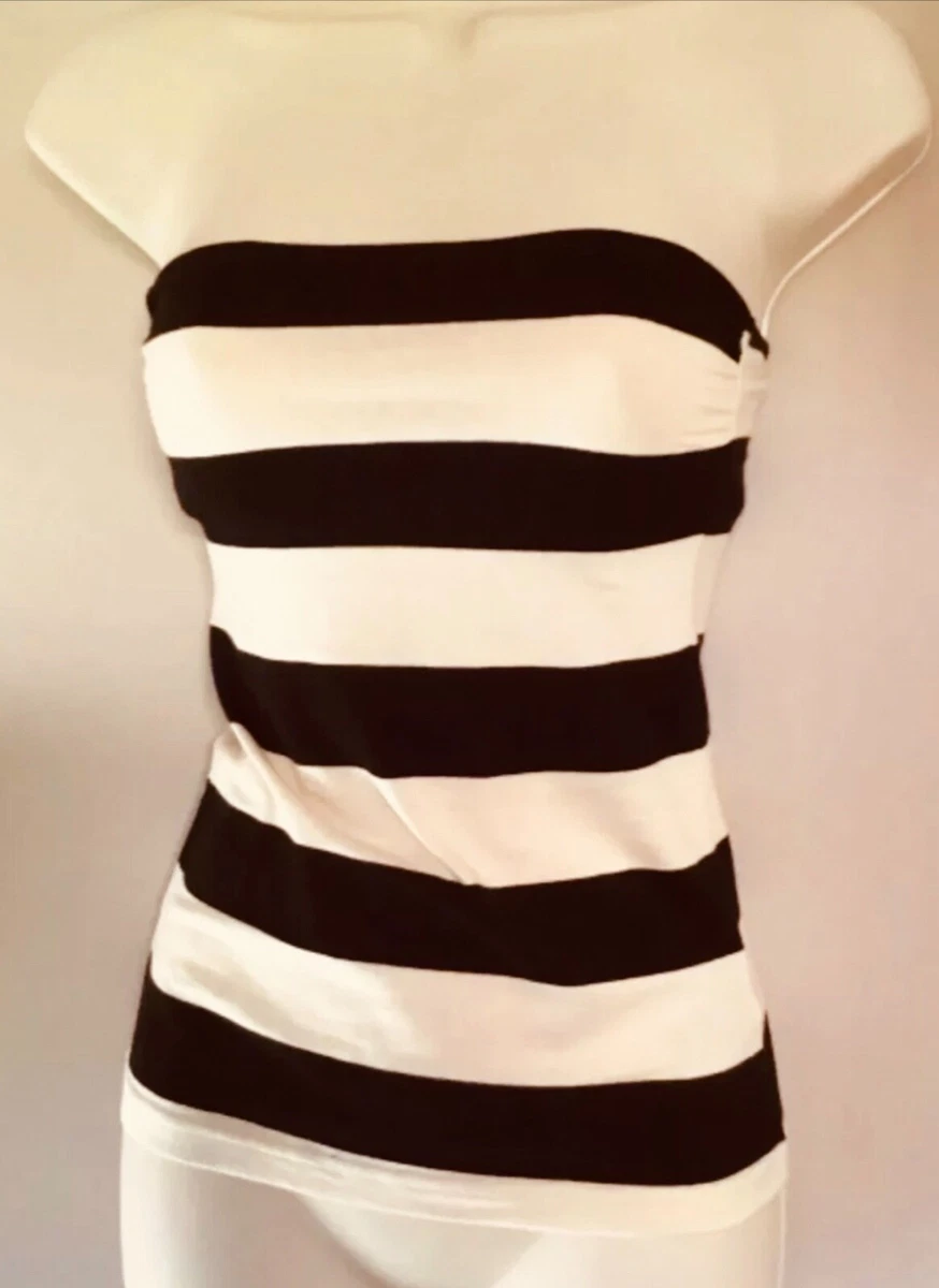 H M Bandeau Size XS Boob Tube Top Size 6 8 Black striped cream