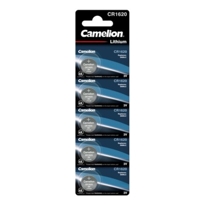 5x CR1620 Lithium Knopfzellen 3V 90mAh ø16x2,0mm Camelion Blister