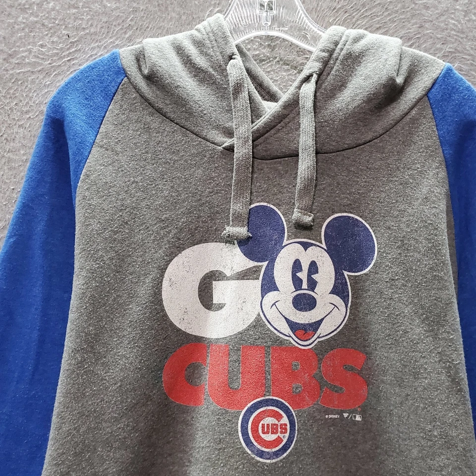 Chicago Cubs X Disney Mujer Sudadera XL Gris Sudadera con Capucha Fanáticos Rally Cry Raglan Foto 2 de 4