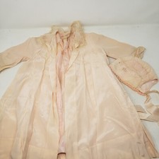 Vtg Bonwitt Teller Pink Baby Christening Dress Coat Bonnet Satin 5th Ave France