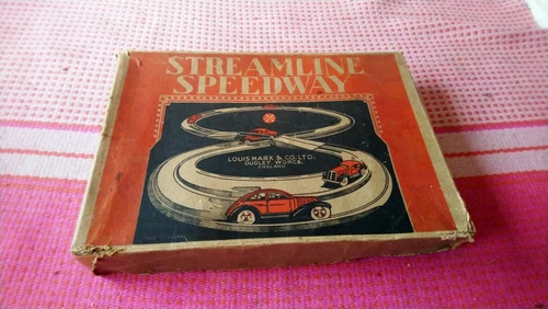 Vintage Marx England tinplate Streamline Speedway clockwork racing Triang Minic