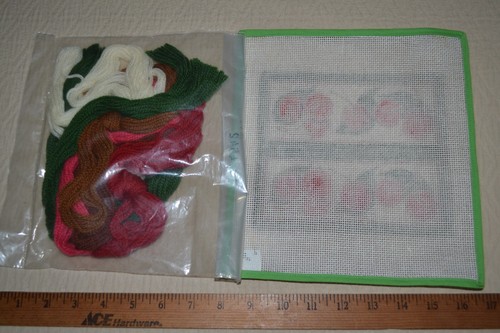 HP needlepoint canvas & yarn, 8.75" x 9.5", Pat Burnett Original, cherries - Picture 5 of 7