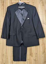 Versini Tuxedo One Button Mens Jacket 42R Pants 40x29 Black 100 Wool Suit Tux