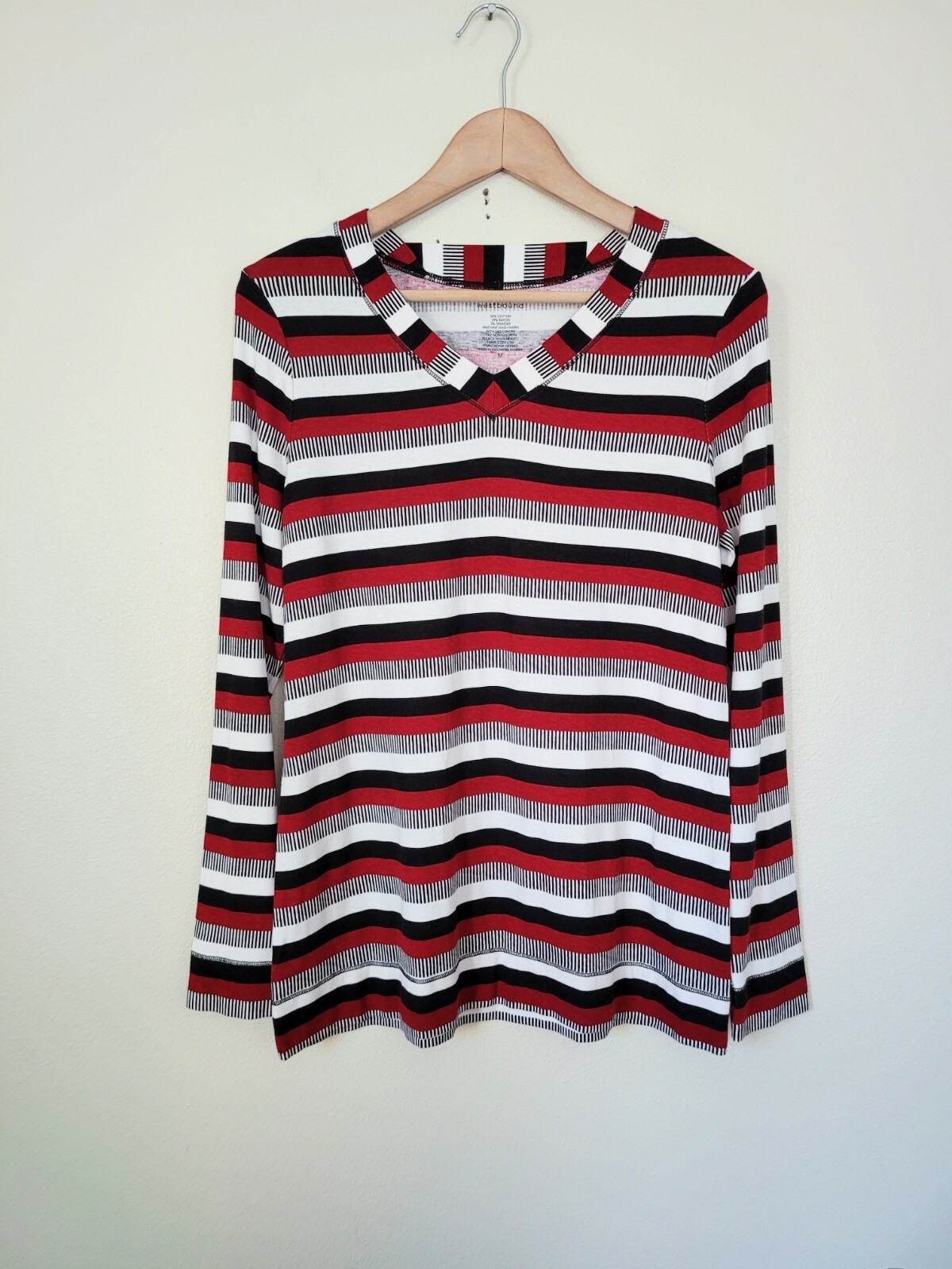 Westbound V Neck Striped Shirt Size Medium