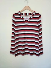 Westbound V Neck Striped Shirt Size Medium