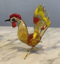 Statuina gallo in vetro artistico soffiato a mano vintage Made in Italy