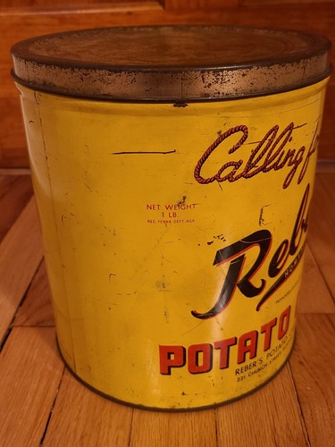 Vintage Calling for Reber's Potato Chip Co Inc Tin Reading Pennsylvania Rare 1lb - Picture 2 of 7