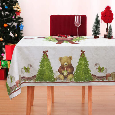 Christmas Tablecloth 6 Seater Table Cover Cotton Printed Christmas Garland 6898
