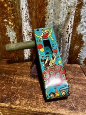 Vintage US Metal Toy Mfg. Tin Litho Toy Noisemaker Noise Maker Party Clown