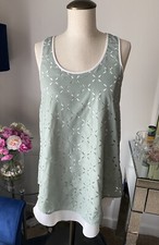 Womens Emporio Armani Razor Back Sleeveless Top Shirt Sage and White Size 38