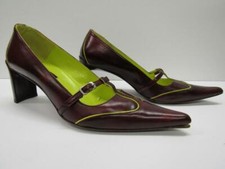 DKNY K303052 Kara T-Strap Pump Pointed Toe Mid-Heels Shoes Red Womens Lady 8