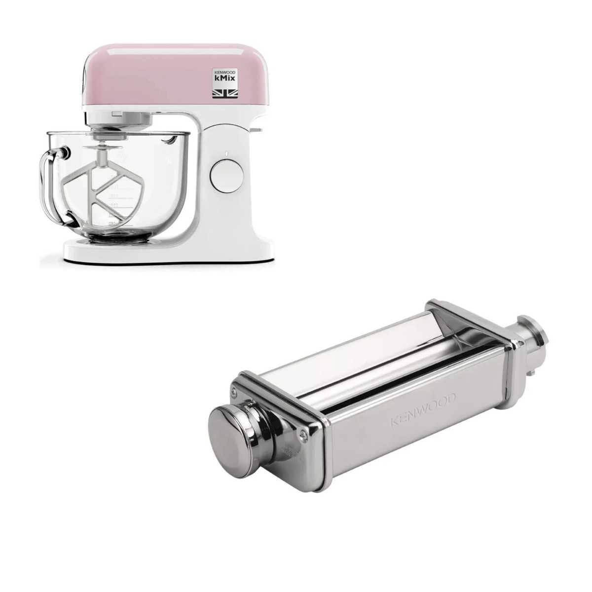 Kenwood 5L Kmix Stand Mixer Pink Lasagne Roller UK