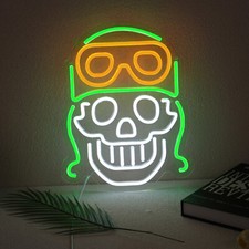 Skull Neon Sign Edgy Glowing Usb Led Light For Bedroombargame Zone Wall Decor
