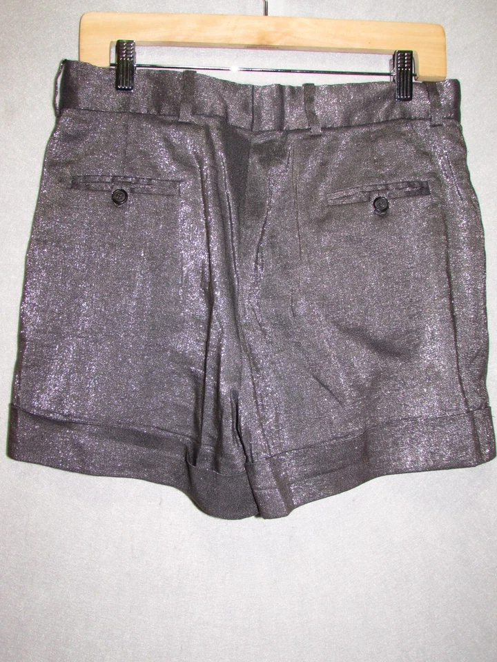 Pantalones Cortos de Vestido CATHERINE MALANDRINO Gris Brillo con Puños Plisados Talla 42 Foto 3 de 4