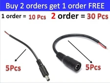 5pair 12V 5.5x2.1mm Male + Female DC Power Socket Jack Connector Cable Plug Wire