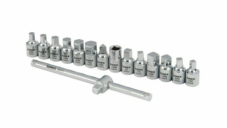 New Sunex 3/8" Dr. 15Pc Drain Plug Key Set- 8846-w/ T-Handle- Free Shipping - Image 2 of 4