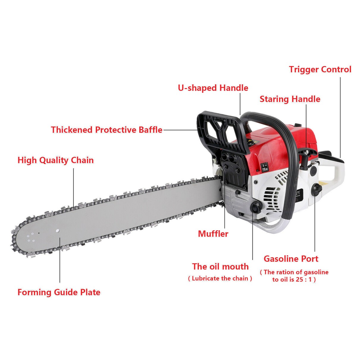 52cc Chainsaw 22 Bar Powered Engine 2 Cycle Gasoline Chain Saw 52cc Chainsaw 22 Bar Powered Engine 2 Cycle Gasoline Chain Saw