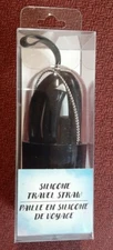 Reusable Silicone Straw With Travel Case and Cleaning Brush Black