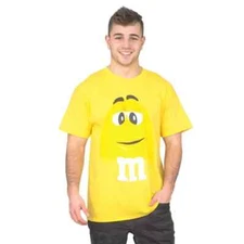 Adult Unisex Yellow XL M&M's Face Halloween Cosplay Costume T-Shirt