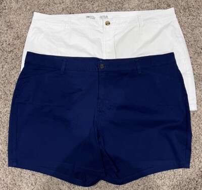 Pair Women's Plus Shorts Size 24W Navy Blue