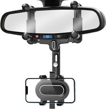 Large Rearview Mirror Phone Holder for Car 360 Rotatable and Retractable