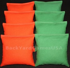 ALL WEATHER CORNHOLE BEAN BAGS Orange  Grass Green Resin Filled WATERPROOF