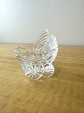 Vintage Glass Baby Carriage Buggy Pram 3.5x3" Very Hard to Find