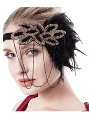 NEW! BABEYOND Roaring 20's Great Gatsby Flapper Headband Costume Accessory