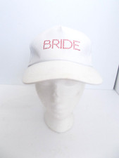 Bride Hat Baseball Cap Adjustable Hat one size White With Rhinestones And Veil