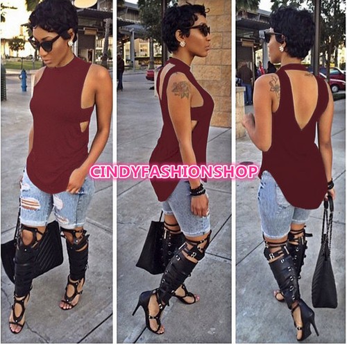 Nuevas Mujeres Damas Estilo de Verano Camisetas Gráficas Prendas para el torso Camisetas Recortadas 4 Colores - Imagen 9 de 15