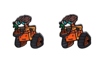 Wall E Robot Character Metal Enamel Stud Earrings