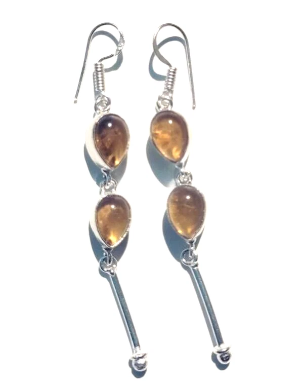 Baltic Amber Gemstone 925 Sterling Silver Handmade Ethnic Jewelry Earrings - Image 3 of 4
