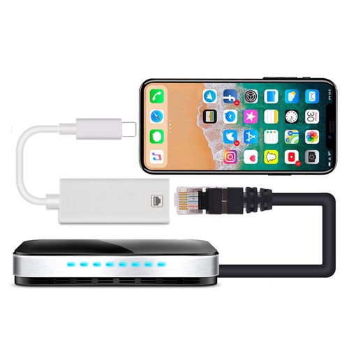 RJ45 Ethernet LAN Câble Réseau Filaire Adaptateur pour iPhone 7 8 X 11 12 13 14 iPad - Photo 4/9
