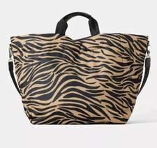 Shoppertasche/Shopper, ZARA, schwarz/beige, Animal, Stoff, NEU