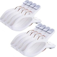 8 Pack Beach Towel Clips for Beach Chairs White Jumbo Size Towel Clamps Loung...