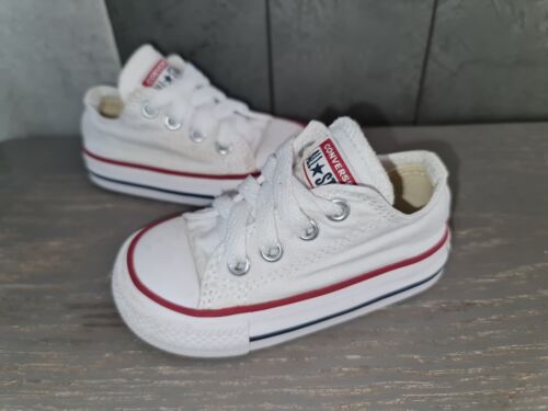 All Star Converse White Canvas Baby Girls Boys Trainers size 4 / 20 - Picture 1 of 11