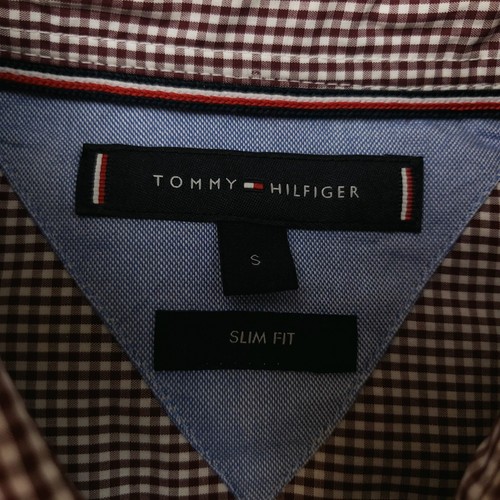 Tommy Hilfiger Shirt Check SMALL Slim Fit Maroon Check Casual RRP £75 - Picture 7 of 13
